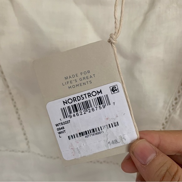 Faherty Mariposa Ruffle Linen Top in White Size  L NWT - Picture 7 of 7